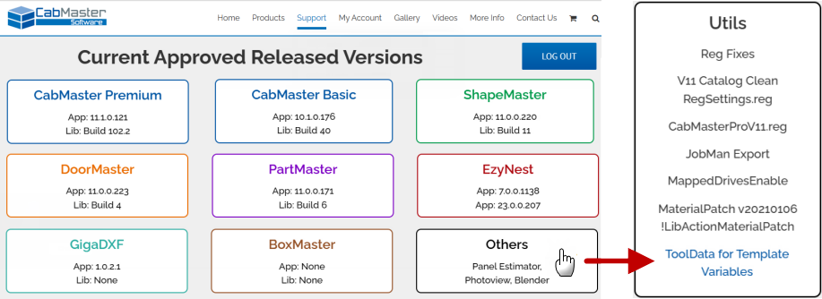 Click to view Extract details for ToolData for Template Variables